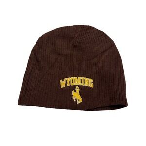 HYP Wyoming Cowboys Beanie Hat Mens Brown Cotton Ribbed Knit Skull Cap NCAA